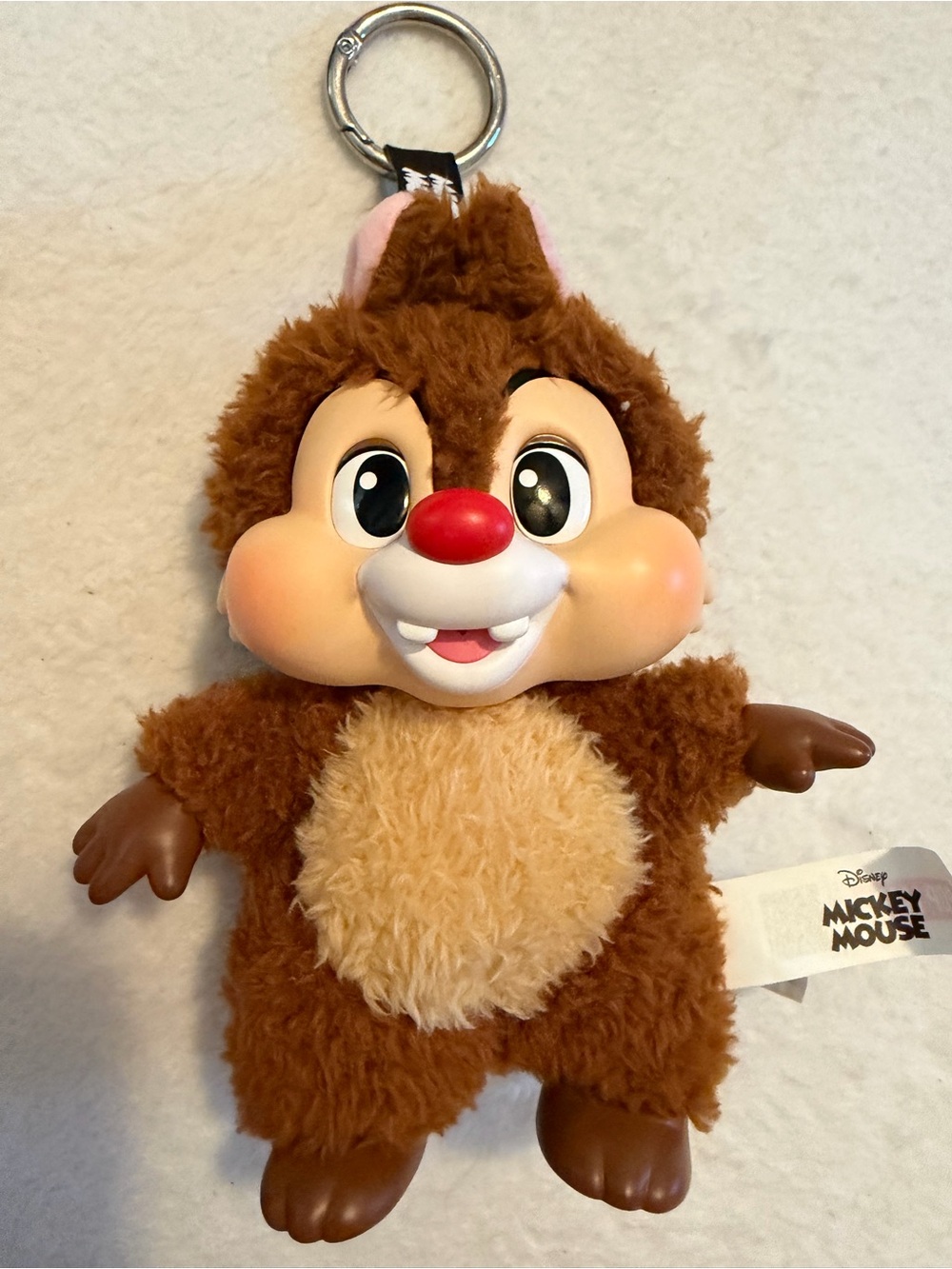 Disney Chip Plush Keychain - Brown with Cream & Red Nose